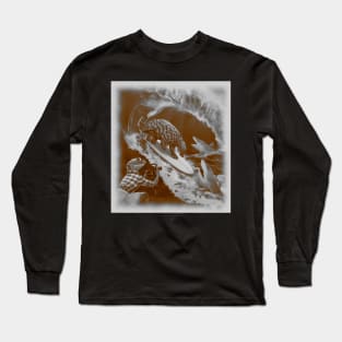 black and white pangolin surfing with sharks Long Sleeve T-Shirt